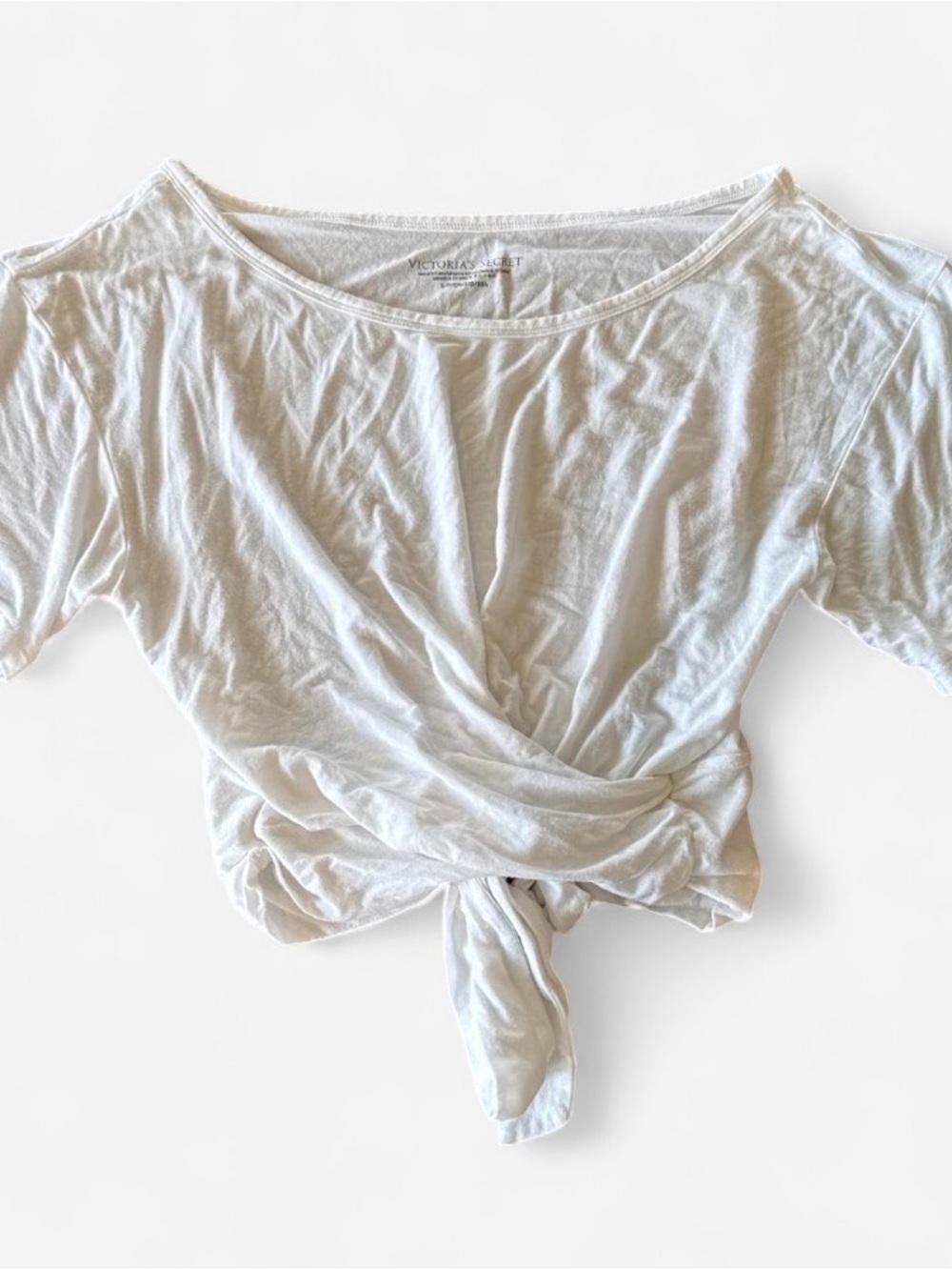 Victoria's Secret White Knot-Front Crop Top